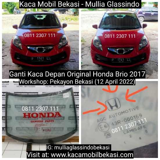 Pemasangan Kaca Depan Mobil Honda Brio di Pekayon Bekasi Murah dan Original