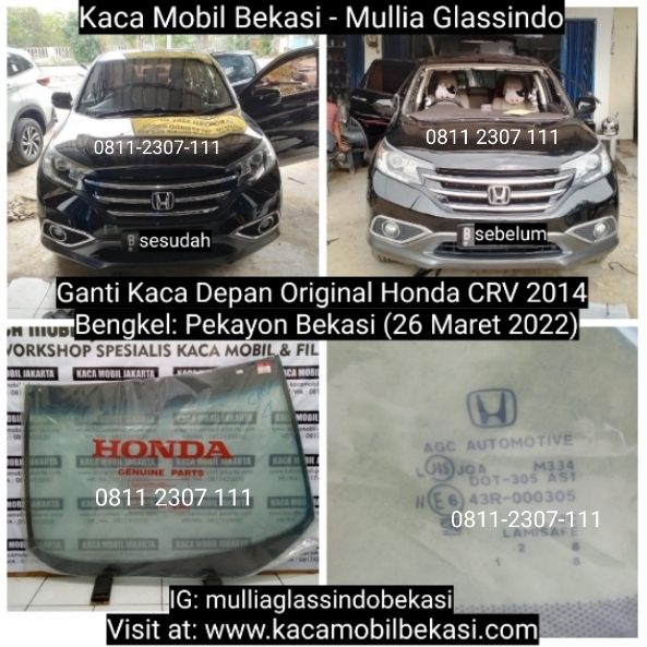 Pemasangan Kaca Depan Original Honda CRV 2014 di Pekayon Bekasi